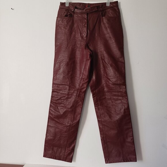 Bedoya & Sly Pants - Bedoya & Sly 100% Genuine Leather Burgundy High Rise Pants. Size 12
